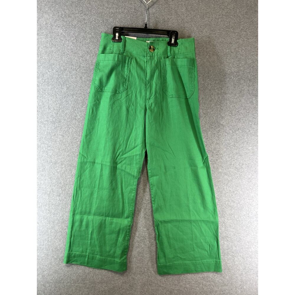 Anthropologie Maeve Colette Linen Blend Cropped Pants Size 27 Green